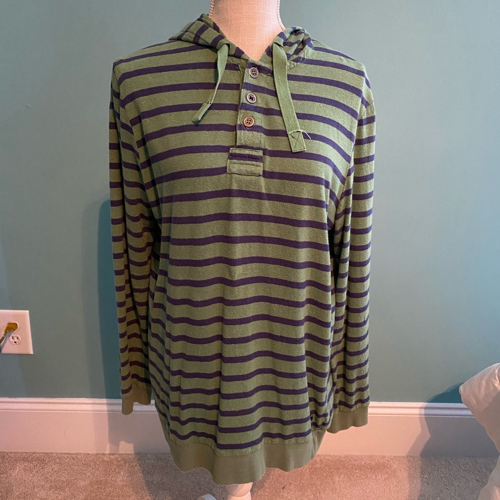 Braintree Hemp Hoodie Blue and Green Striped